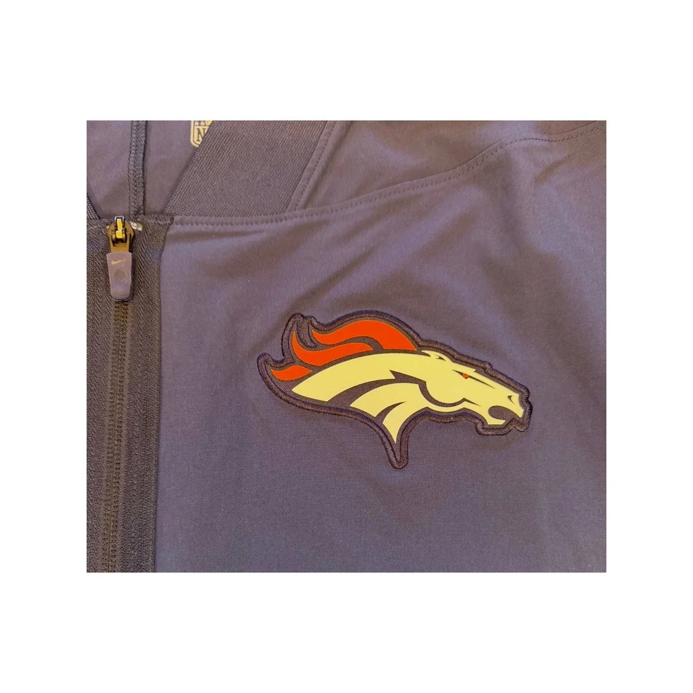 Team Issued Nike Denver Broncos Mens Large Navy Blue Quarter Zip Short Sleeve
